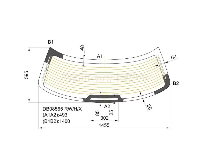 Стекло заднее (Цвет зеленый / Обогрев) Cadillac Deville 94-99 (XYG: DB08562 RW/H/X)