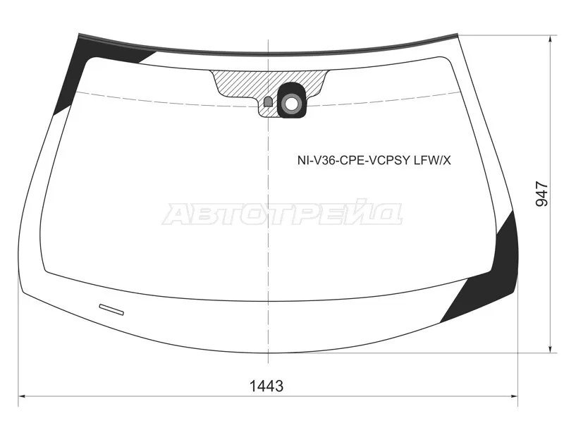 Стекло лобовое (Датчик дождя / Молдинг) Infiniti G25 10-14  / G35 06-09  / G37 08-14  / Nissan Skyline 06-15 (XYG: NI-V36-CPE-VCPSY LFW/X)
