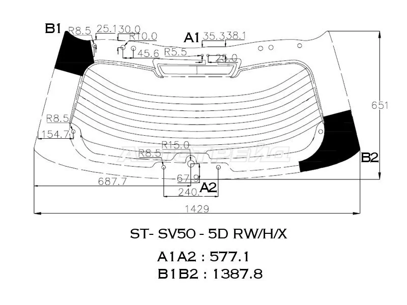 Стекло заднее (Цвет зеленый / Обогрев) Toyota Vista Ardeo 98-03 (XYG: SV50-5D RW/H/X)