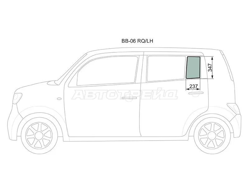 Стекло форточки (Цвет зеленый) Daihatsu Coo 06-13  / Materia 06-13  / Subaru Dex 08-12  / Toyota bB 05-16 (XYG: BB-06 RQ/LH)