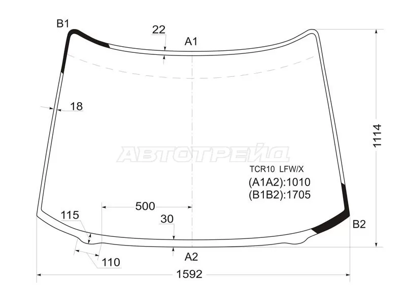 Стекло лобовое Toyota Estima 90-99  / Estima Emina 92-99  / Estima Lucida 92-99  / Previa 90-00 (XYG: TCR10 LFW/X)