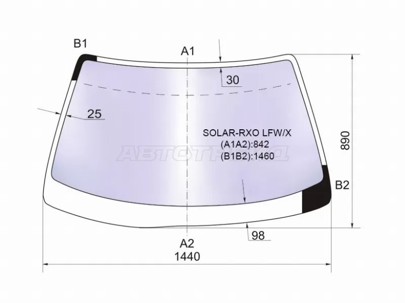Стекло лобовое (Атермальное) Toyota Mark II (X100) 96-00  / Chaser (X100) 96-01 (XYG: SOLAR-RXO LFW/X)