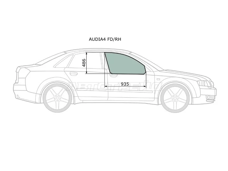 Стекло боковое опускное (Спереди / Справа / Цвет зеленый) Audi A4 94-01  / S4 97-01 (XYG: AUDIA4 FD/RH)