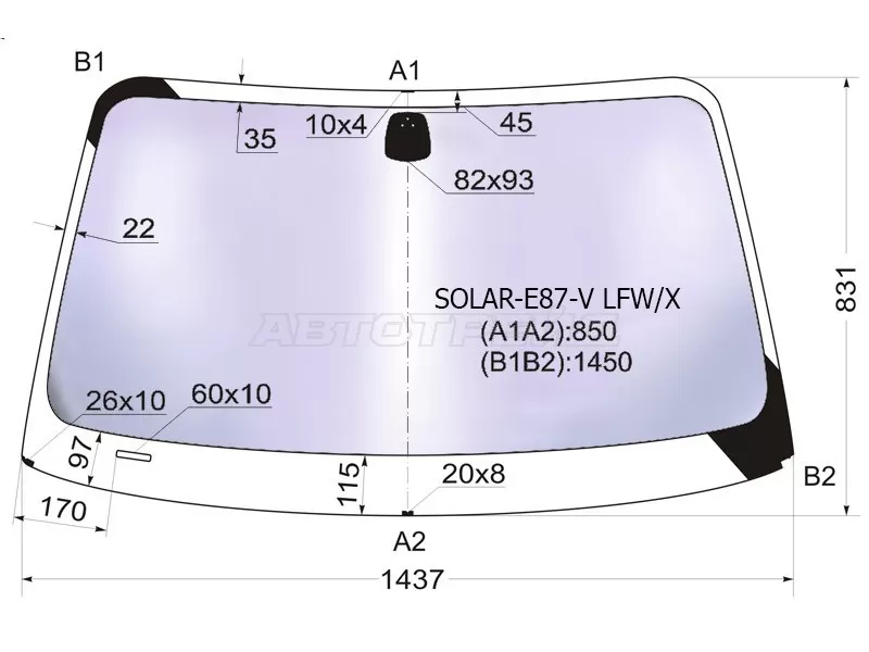 Стекло лобовое (Атермальное / Молдинг) BMW 1-Series 04-13 (XYG: SOLAR-E87-V LFW/X)
