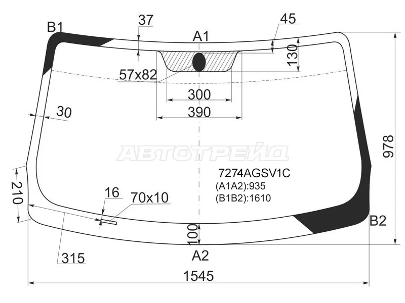 Стекло лобовое Mercedes-Benz Citan 12-  / Renault Kangoo 08-16 (SAINT-GOBAIN SEKURIT: 7274AGSV1C)