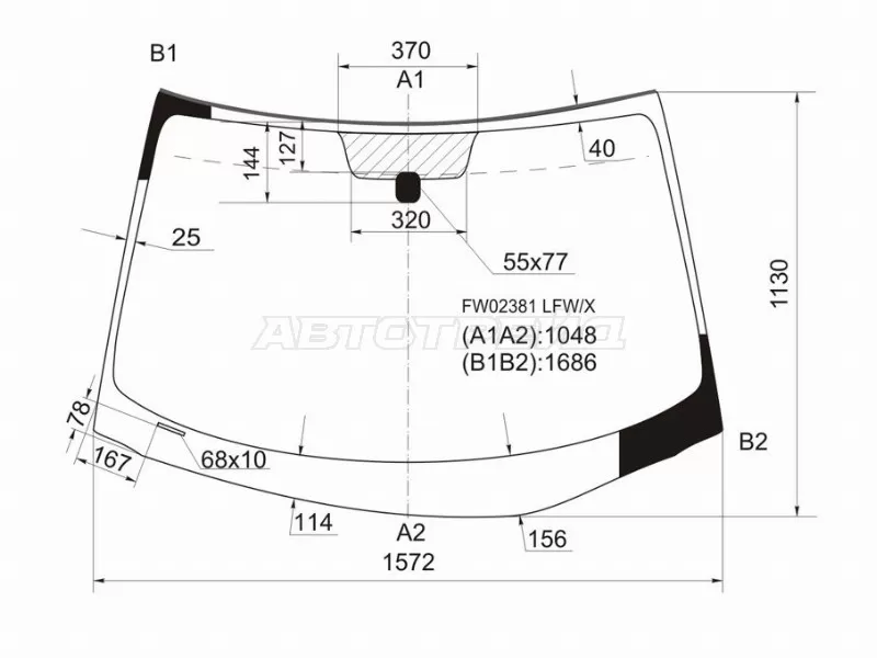 Стекло лобовое (Молдинг) Nissan Murano 02-08 (XYG: FW02381 LFW/X)