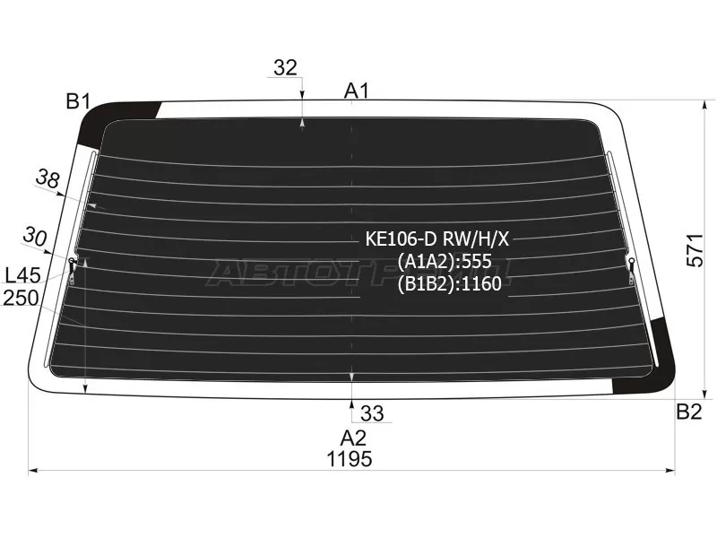 Стекло заднее (Затемненное / Обогрев) Toyota Corolla (E100) 91-02  / Sprinter 93-02 (XYG: KE106-D RW/H/X)