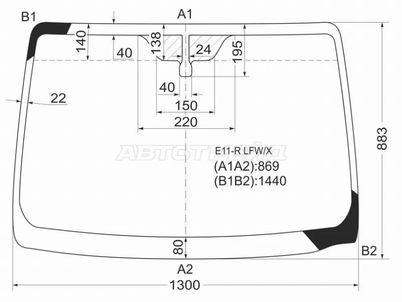 Стекло лобовое Nissan Note 05-13 (XYG: E11-R LFW/X)