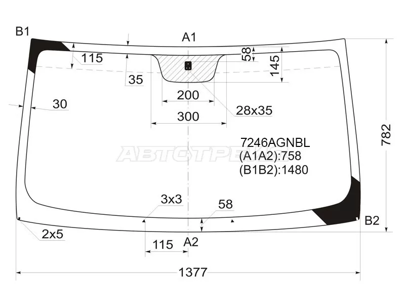 Стекло лобовое RENAULT KANGOO 97-07 (FUYAO: 7246AGNBL)