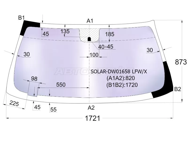 Стекло лобовое (Атермальное) Chevrolet Tahoe 06-14  / Cadillac Escalade 06-15  / Chevrolet Suburban 06-13 (XYG: SOLAR-DW01658 LFW/X)