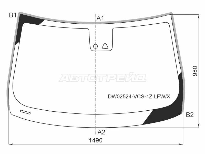 Стекло лобовое (Камера / Датчик дождя / Молдинг) Cadillac XT4 18-23 (XYG: DW02524-VCS-1Z LFW/X)