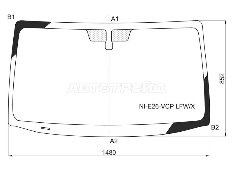 Стекло лобовое Nissan NV350 Caravan 12-  / Mitsubishi Fuso Canter Van 14-  / Nissan Caravan 12-  / Urvan 12- (XYG: NI-E26-VCP LFW/X)