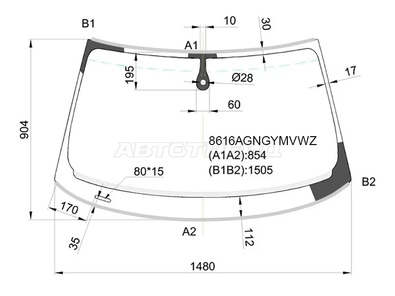 Стекло лобовое (Датчик дождя / Молдинг / 3 /5D HBK) Audi A3 12-19  / S3 13-16 (FUYAO: 8616AGNGYMVWZ)