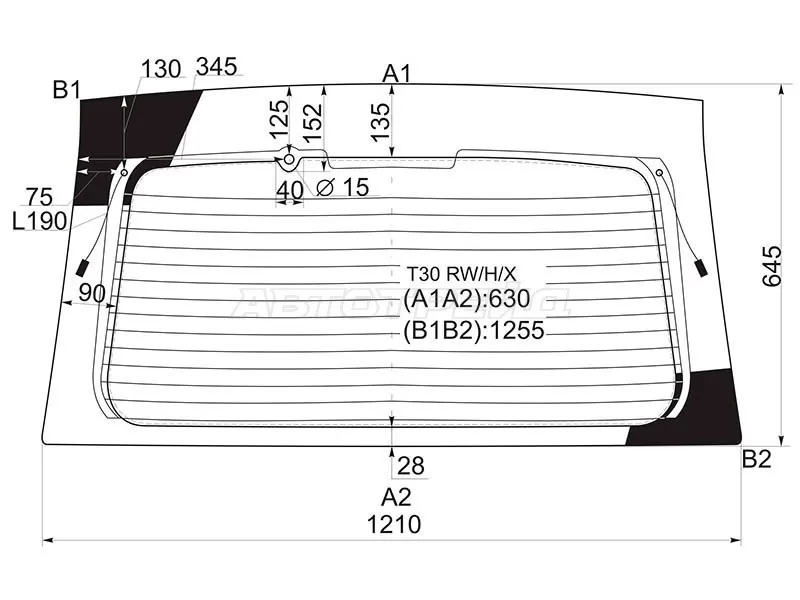 Стекло заднее (Цвет зеленый / Обогрев) Nissan X-Trail 00-07 (XYG: T30 RW/H/X)