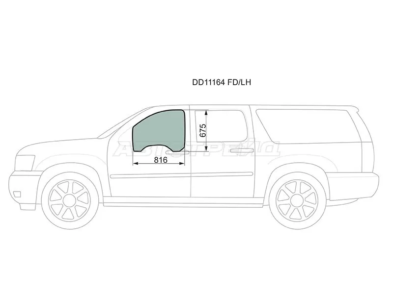 Стекло боковое опускное (Спереди / Слева / Цвет зеленый) Chevrolet Tahoe 06-14  / Cadillac Escalade 06-15  / Chevrolet Suburban 06-13 (XYG: DD11164 FD/LH)