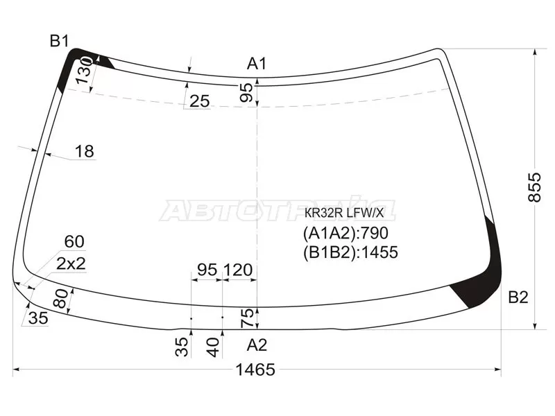 Стекло лобовое Nissan Skyline 89-93  / Skyline GT-R 89-94 (XYG: KR32R LFW/X)