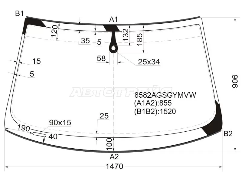 Стекло лобовое (Датчик дождя / Молдинг) Audi A6 04-10  / A6 allroad quattro 06-12  / S6 06-11 (FUYAO: 8582AGSGYMVW)