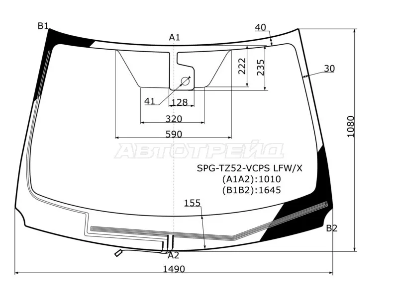 Стекло лобовое (Обогрев щеток / Датчик дождя) Nissan Murano 16-22 (SAT: SPG-TZ52-VCPS LFW/X)