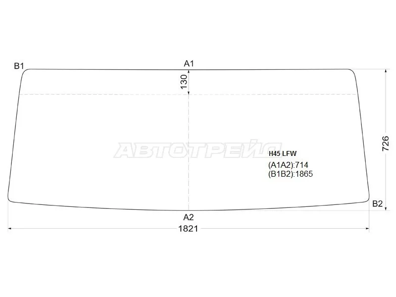 Стекло лобовое (широкая кабина) Dongfeng 1062 05-  / 1064 05-19  / 1074 05-19  / 1091 05-19  / Nissan Atlas F 92-07  / Atlas H 91-07 (XYG: H45 LFW)