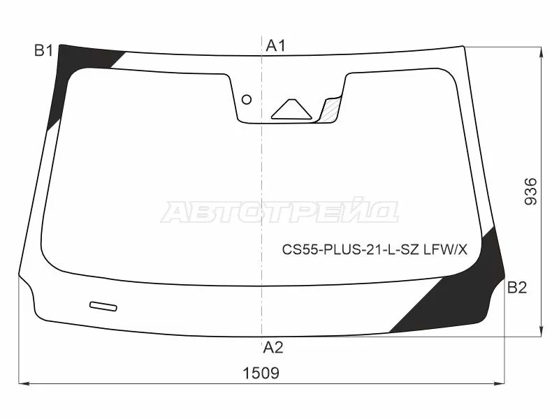 Стекло лобовое (Камера / Датчик дождя) Changan CS55 PLUS 21- (XYG: CS55-PLUS-21-L-SZ LFW/X)