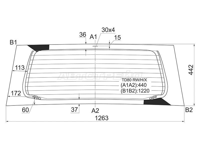 Стекло заднее (Цвет зеленый / Обогрев) Daihatsu Boon Luminas 08-12  / Toyota Passo Sette 08-12 (XYG: TD80 RW/H/X)