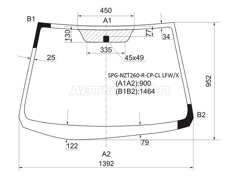 Стекло лобовое Toyota Allion (T260) 07-21  / Premio 07-16 (SAT: SPG-NZT260-R-CP-CL LFW/X)