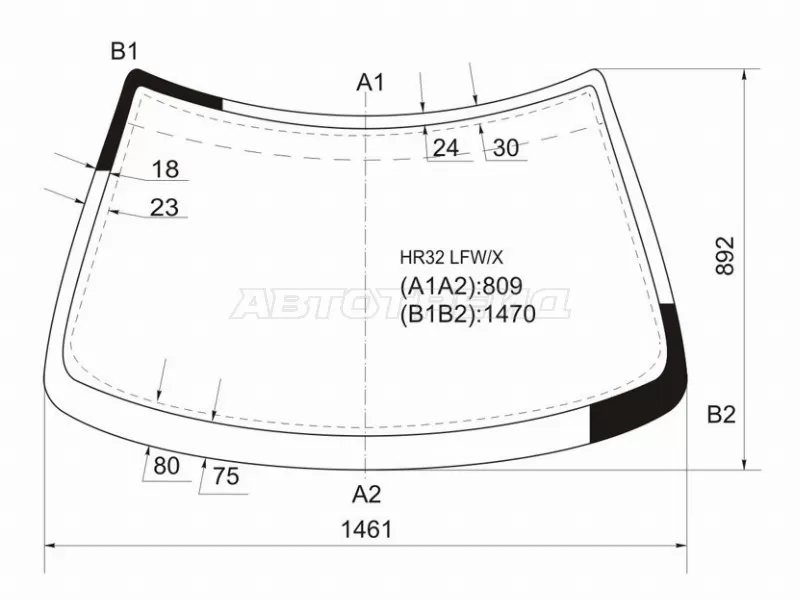 Стекло лобовое Nissan Skyline 89-93  / Skyline GT-R 89-94 (XYG: HR32 LFW/X)
