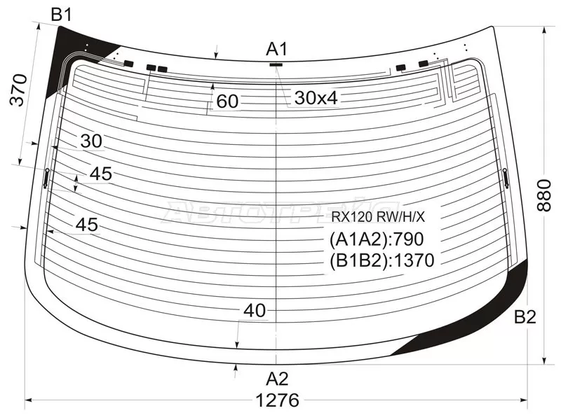 Стекло заднее (Цвет зеленый / Обогрев / Антенна) Toyota Mark X 04-09 (XYG: RX120 RW/H/X)