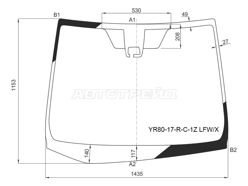 Стекло лобовое (Камера) Toyota Noah 17-22  / Voxy 17-22  / Esquire 17-21 (XYG: YR80-17-R-C-1Z LFW/X)