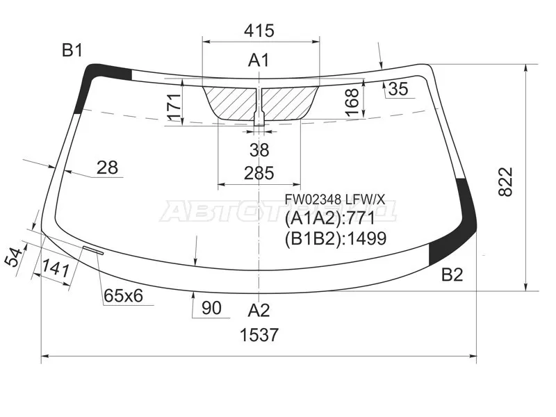Стекло лобовое Nissan 350Z 02-09  / Fairlady Z 02-08 (XYG: FW02348 LFW/X)