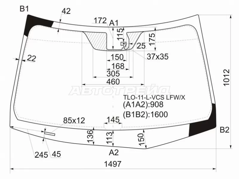Стекло лобовое (Датчик дождя) Honda Accord 11-13  / Acura TSX 08-14 (XYG: TLO-11-L-VCS LFW/X)