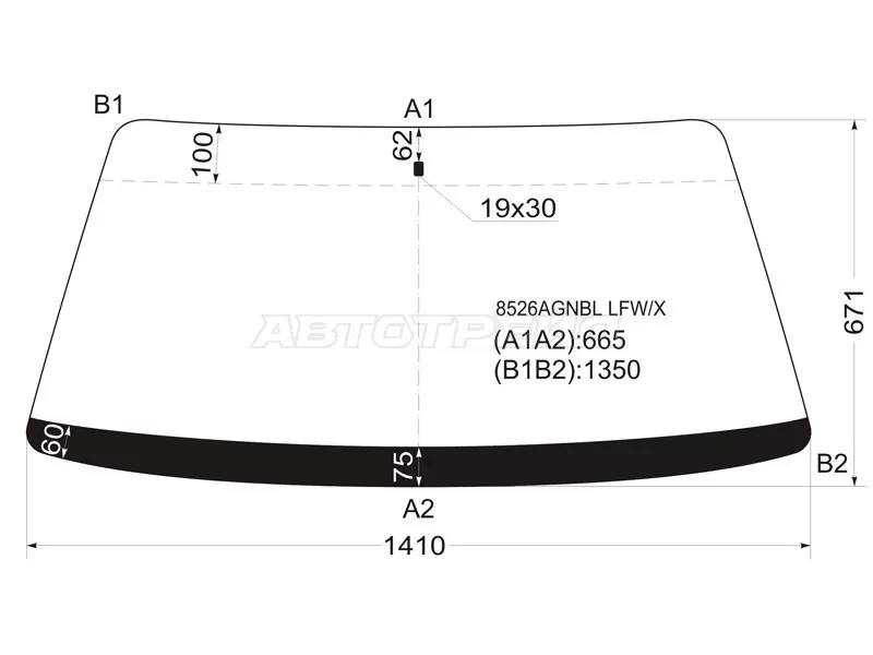 Стекло лобовое Audi 80 78-86 (XYG: 8526AGNBL LFW/X)