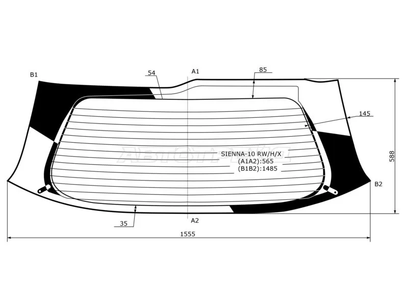 Стекло заднее (Цвет зеленый / Обогрев) Toyota Sienna 10-20 (XYG: SIENNA-10 RW/H/X)
