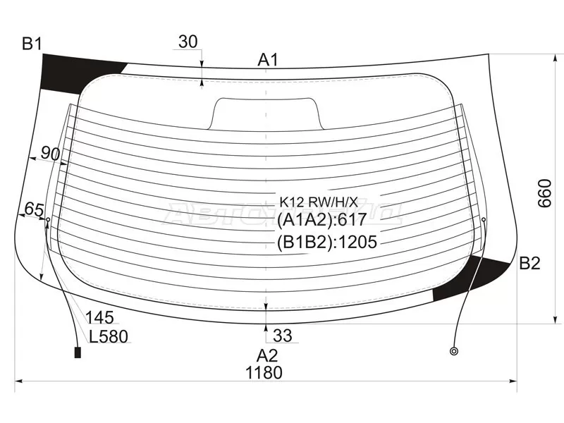 Стекло заднее (Цвет зеленый / Обогрев) Nissan March 02-10  / Micra 03-10 (XYG: K12 RW/H/X)