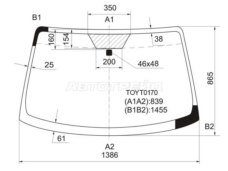 Стекло лобовое Daihatsu Be-Go 06-16  / Terios 06-  / Toyota Rush 06-16 (KMK: TOYT0170)