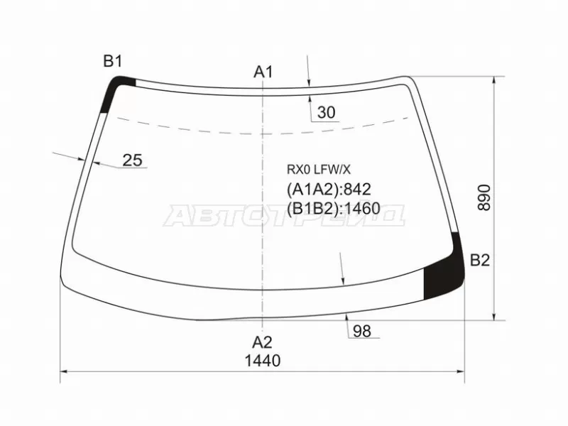 Стекло лобовое Toyota Mark II (X100) 96-00  / Chaser (X100) 96-01 (XYG: RXO LFW/X)