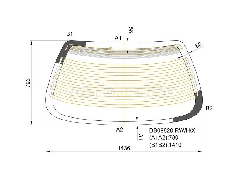 Стекло заднее (Цвет зеленый / Обогрев / Антенна) Buick Century 97-05 (XYG: DB09820 RW/H/X)
