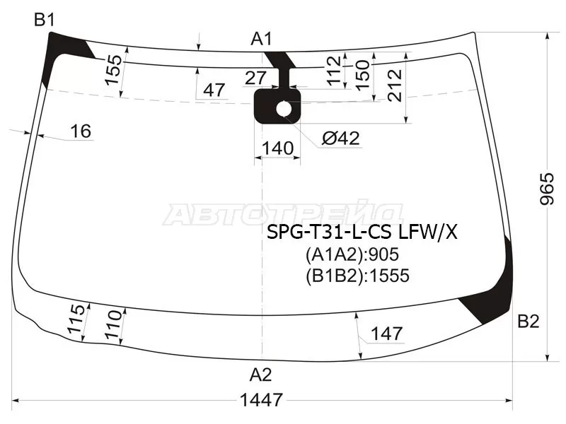 Стекло лобовое (Датчик дождя) Nissan X-Trail 07-15 (SAT: SPG-T31-L-CS LFW/X)