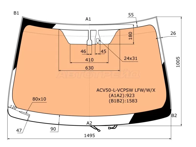 Стекло лобовое (Обогрев полный / Датчик дождя / Молдинг) Toyota Camry (XV50) 11-18  / Camry UAE /USA 11-17 (XYG: ACV50-L-VCPSW LFW/W/X)