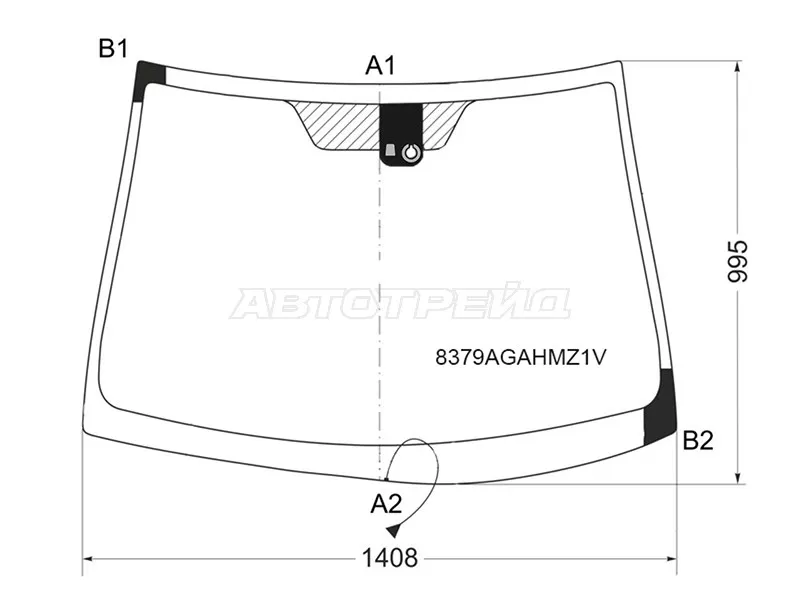 Стекло лобовое (Обогрев щеток / Датчик дождя / Молдинг) Toyota Avensis (T270) 08-18 (PILKINGTON: 8379AGAHMZ1V)