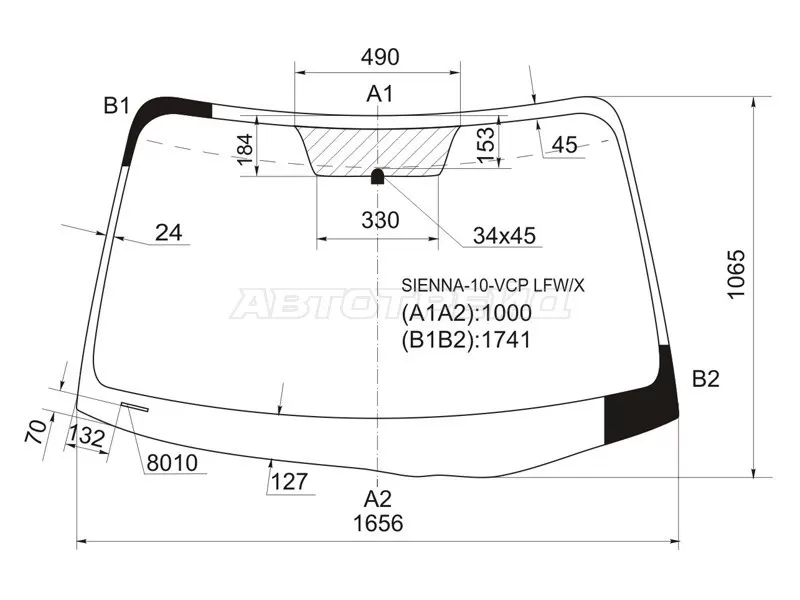 Стекло лобовое Toyota Sienna 10-20 (XYG: SIENNA-10-VCP LFW/X)
