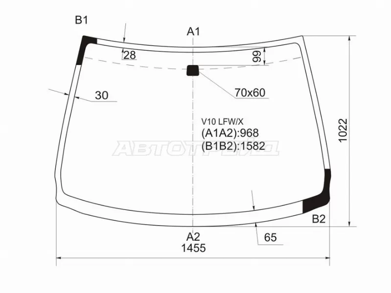 Стекло лобовое Nissan Tino 98-06 (XYG: V10 LFW/X)