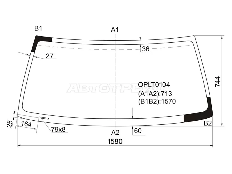 Стекло лобовое Honda Horizon 94-99  / Isuzu Bighorn 91-02  / Trooper 92-02  / Opel Monterey 91-99 (KMK: OPLT0104)
