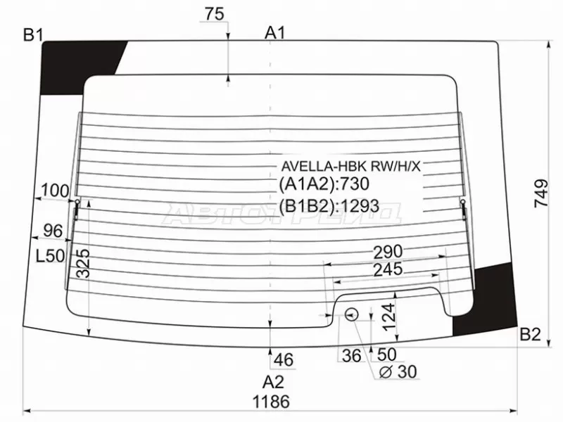 Стекло заднее (Цвет зеленый / Обогрев) Ford Aspire 94-98  / Kia Avella 97-00 (XYG: AVELLA-HBK RW/H/X)