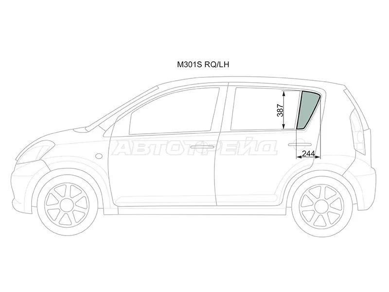 Стекло форточки (Цвет зеленый) Toyota Passo 04-10  / Daihatsu Boon 04-10  / Sirion 05-13  / Subaru Justy 07-11 (XYG: M301S RQ/LH)
