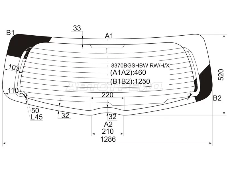 Стекло заднее (Цвет зеленый / Обогрев / 3 /5D HBK) Toyota Vitz 05-10  / Yaris 05-13 (XYG: 8370BGSHBW RW/H/X)