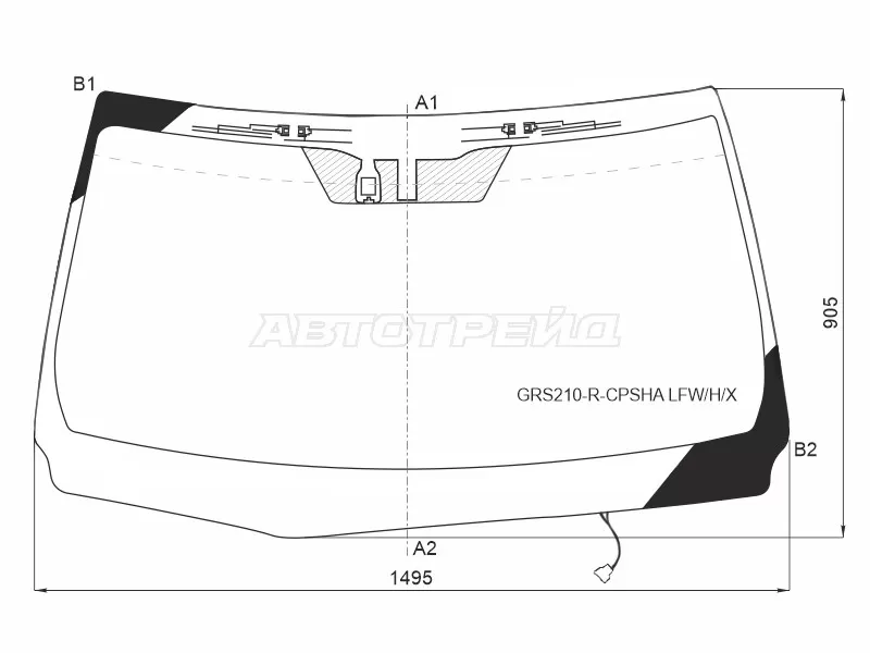 Стекло лобовое (Обогрев щеток / Антенна / Датчик дождя) Toyota Crown 12-18 (XYG: GRS210-R-CPSHA LFW/H/X)