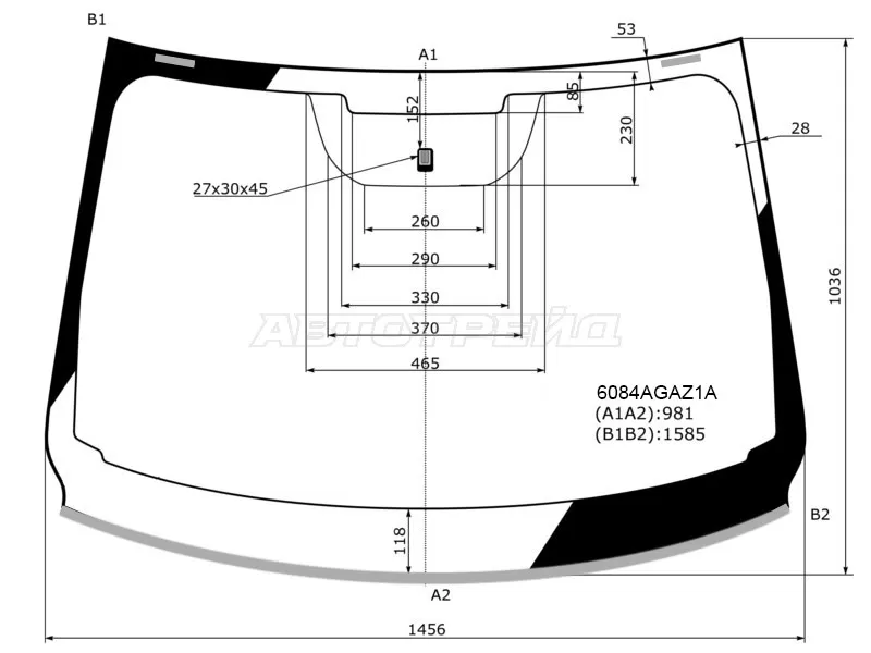 Стекло лобовое (Молдинг) Nissan Qashqai 13-22  / Rogue Sport 17-24 (AGC: 6084AGAZ1A)