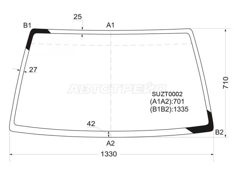 Стекло лобовое Suzuki Escudo 88-97  / Chevrolet Tracker 88-97  / Mazda Proceed Levante 96-97  / Suzuki Vitara 88-04 (KMK: SUZT0002)