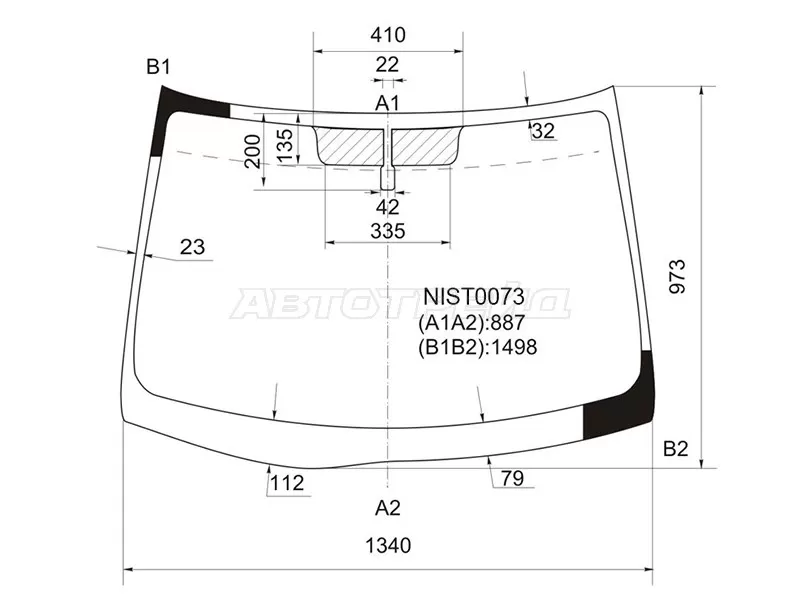 Стекло лобовое Nissan Tiida 04-14  / Tiida Latio 04-12  / Versa 06-12 (KMK: NIST0073)